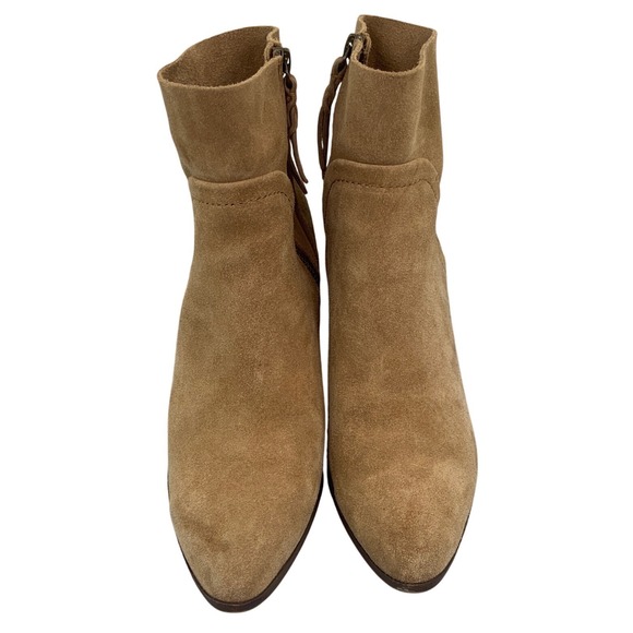 Splendid Shoes - Splendid Womens Tan Suede Western Ankle Boots Pointed Toe Tassel Zip Size 10